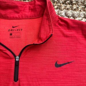 Men's Nike Dri-Fit Red 1/4 Zip Pullover Long Sleeve Training Shirt Large